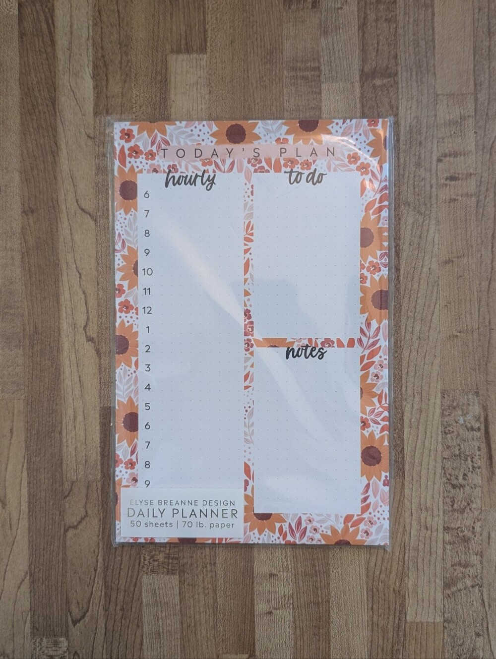 Sunflower Daily Planner Notepad - Orange Floral